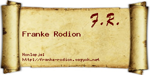 Franke Rodion névjegykártya